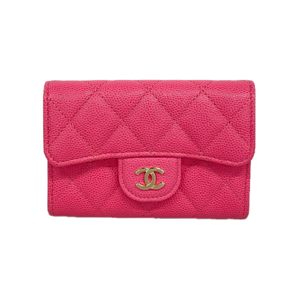 Chanel Matelassé Caviar Leather Business Card Holder/Card Case, Pink Champagn...